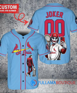 St. Louis Cardinals x Joker DC Comics with Trophy Custom Baseball Jersey Light Blue