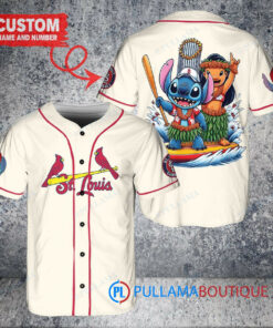 St. Louis Cardinals x Lilo & Stitch with Trophy Baseball Jersey Cream