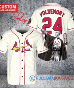 St. Louis Cardinals x Lord Voldemort Harry Potter with Trophy Custom Baseball Jersey Cream