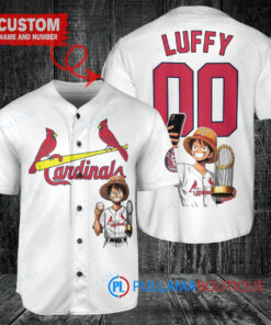 St. Louis Cardinals x Luffy One Piece with Trophy Custom Baseball Jersey White