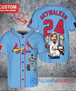 St. Louis Cardinals x Luke Skywalker Star Wars with Trophy Custom Baseball Jersey Light Blue