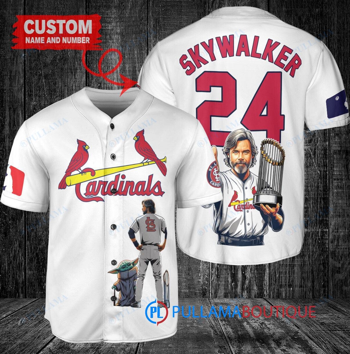 Atlanta Braves x Luke Skywalker Star Wars with Trophy Custom Baseball Jersey Navy