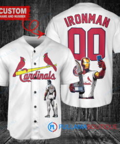 St. Louis Cardinals x Marvel Iron Man Tony Stark with Trophy Custom Baseball Jersey White