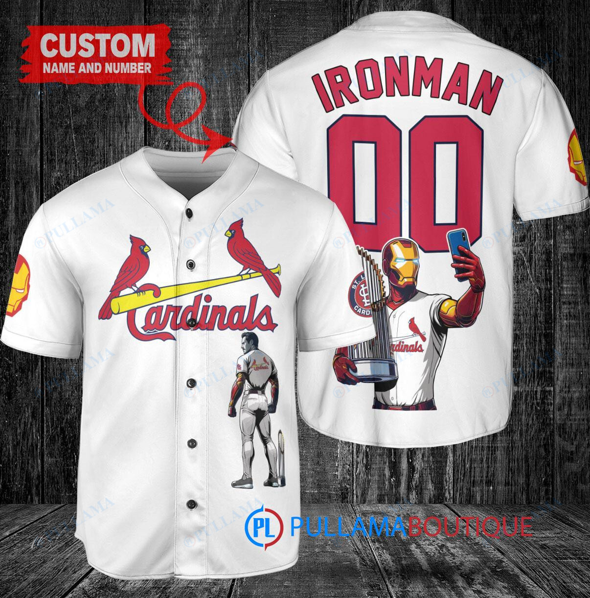 Chicago Cubs x Marvel Iron Man Tony Stark with Trophy Custom Baseball Jersey Gray