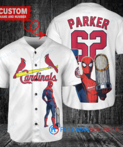 St. Louis Cardinals x Marvel Spiderman with Trophy Custom Baseball Jersey White