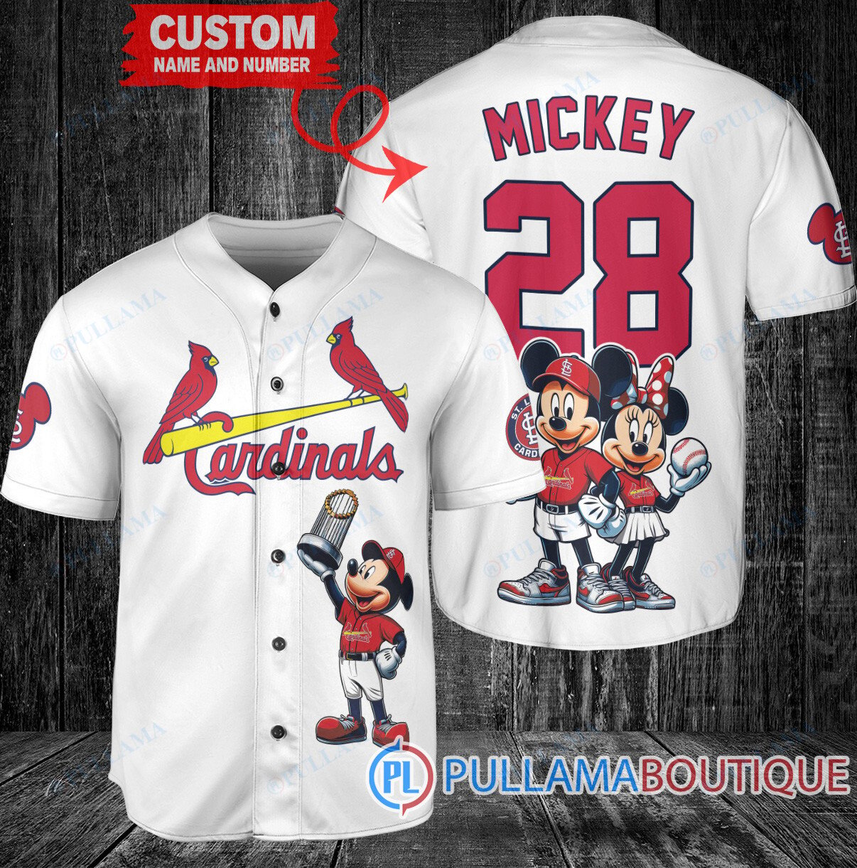 Cleveland Guardians x Mickey and Minnie with Trophy Baseball Jersey Red