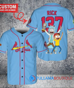 St. Louis Cardinals x Rick and Morty with Trophy Custom Baseball Jersey Light Blue