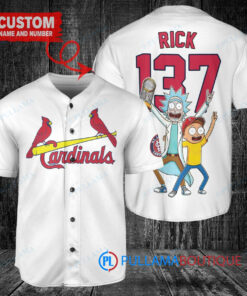 St. Louis Cardinals x Rick and Morty with Trophy Custom Baseball Jersey White