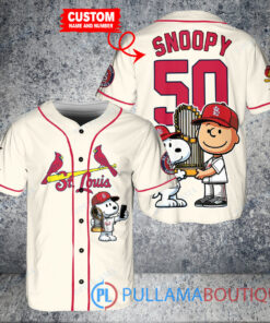 St. Louis Cardinals x Snoopy and Charlie Brown with Trophy Baseball Jersey Cream