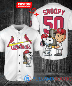 St. Louis Cardinals x Snoopy and Charlie Brown with Trophy Baseball Jersey White