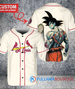 St. Louis Cardinals x Son Goku Kakarot Super Saiyan Dragon Ball Z with Trophy Baseball Jersey Cream