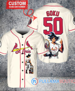 St. Louis Cardinals x Son Goku Kakarot Super Saiyan Dragon Ball Z with Trophy Baseball Jersey Cream V2