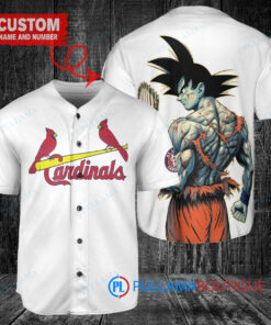 St. Louis Cardinals x Son Goku Kakarot Super Saiyan Dragon Ball Z with Trophy Baseball Jersey White