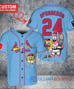 St. Louis Cardinals x SpongeBob SquarePants with Trophy Custom Baseball Jersey Light Blue