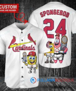 St. Louis Cardinals x SpongeBob SquarePants with Trophy Custom Baseball Jersey White