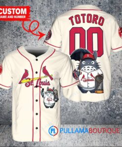 St. Louis Cardinals x Totoro Studio Ghibli with Trophy Custom Baseball Jersey Cream