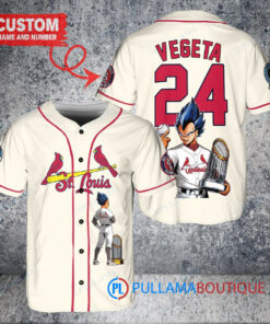 St. Louis Cardinals x Vegeta Super Saiyan Dragon Ball Z with Trophy Custom Baseball Jersey Cream