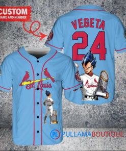 St. Louis Cardinals x Vegeta Super Saiyan Dragon Ball Z with Trophy Custom Baseball Jersey Light Blue