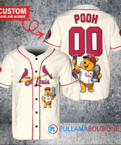 St. Louis Cardinals x Winnie the Pooh with Trophy Custom Baseball Jersey Cream