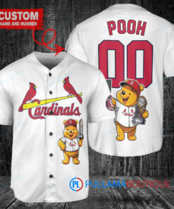 St. Louis Cardinals x Winnie the Pooh with Trophy Custom Baseball Jersey White