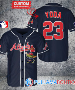 Star Wars Baby Yoda Atlanta Braves Custom Baseball Jersey Navy