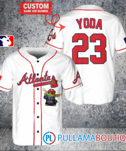 Star Wars Baby Yoda Atlanta Braves Custom Baseball Jersey White