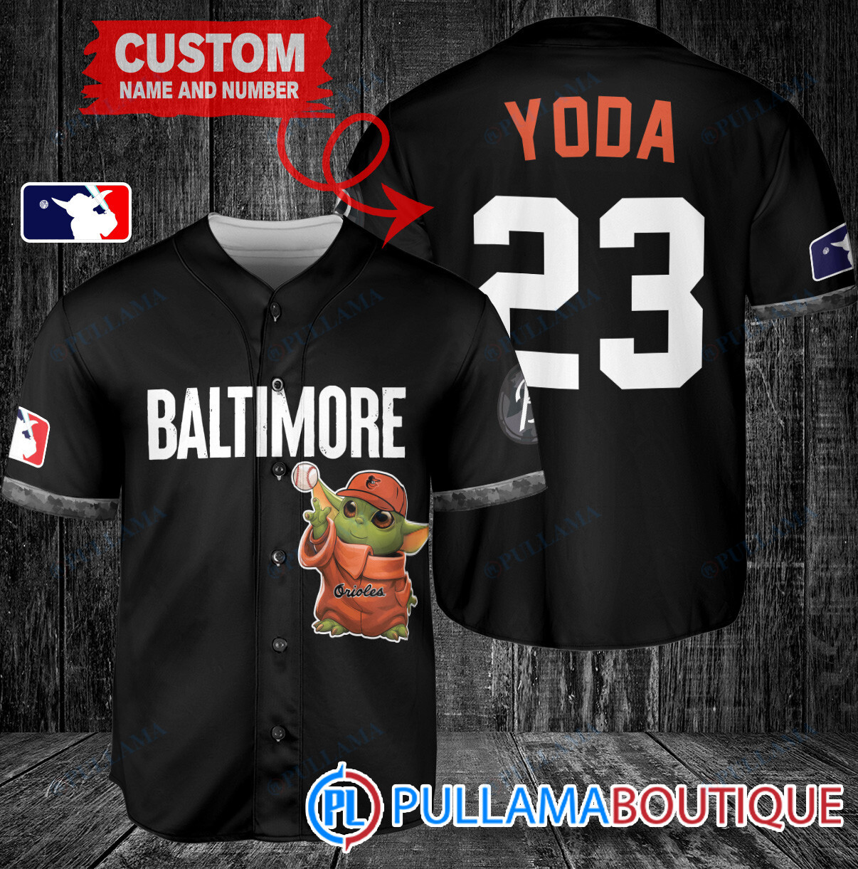 Star Wars Baby Yoda Atlanta Braves Custom Baseball Jersey Navy