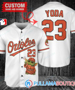 Star Wars Baby Yoda Baltimore Orioles Custom Baseball Jersey White