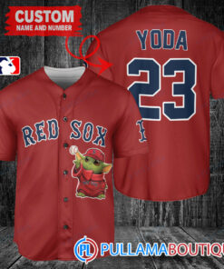 Star Wars Baby Yoda Boston Red Sox Custom Baseball Jersey Red