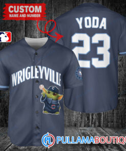 Star Wars Baby Yoda Chicago Cubs Custom Baseball Jersey Navy