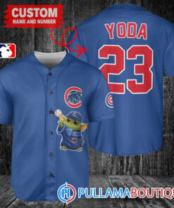 Star Wars Baby Yoda Chicago Cubs Custom Baseball Jersey Royal