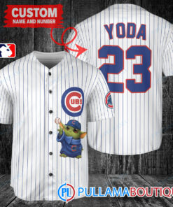 Star Wars Baby Yoda Chicago Cubs Custom Baseball Jersey White