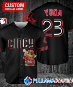 Star Wars Baby Yoda Cincinnati Reds Custom Baseball Jersey Black 2023 City Connect