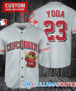 Star Wars Baby Yoda Cincinnati Reds Custom Baseball Jersey Gray