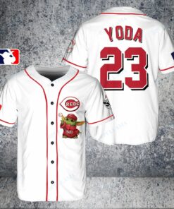 Star Wars Baby Yoda Cincinnati Reds Custom Baseball Jersey White