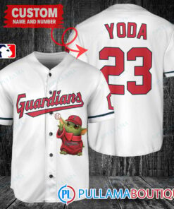 Star Wars Baby Yoda Cleveland Guardians Custom Baseball Jersey White