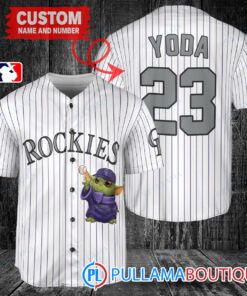 Star Wars Baby Yoda Colorado Rockies Custom Baseball Jersey White