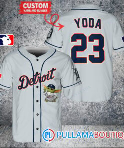 Star Wars Baby Yoda Detroit Tigers Custom Baseball Jersey Gray