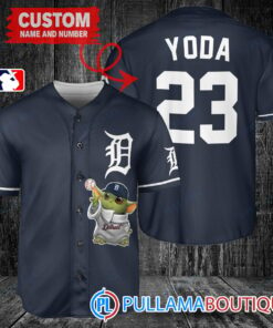 Star Wars Baby Yoda Detroit Tigers Custom Baseball Jersey Navy