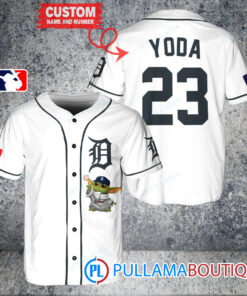 Star Wars Baby Yoda Detroit Tigers Custom Baseball Jersey White