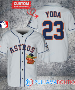 Star Wars Baby Yoda Houston Astros Custom Baseball Jersey Gray