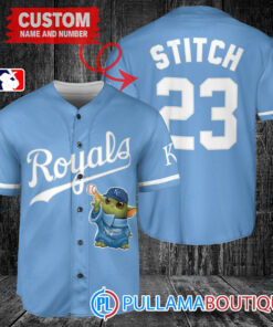 Star Wars Baby Yoda Kansas City Royals Custom Baseball Jersey Light Blue