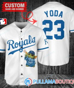 Star Wars Baby Yoda Kansas City Royals Custom Baseball Jersey White