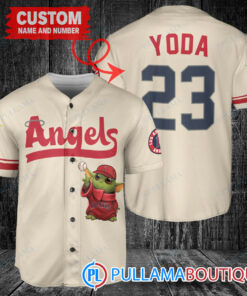 Star Wars Baby Yoda Los Angeles Angels Custom Baseball Jersey Cream