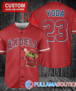 Star Wars Baby Yoda Los Angeles Angels Custom Baseball Jersey Red