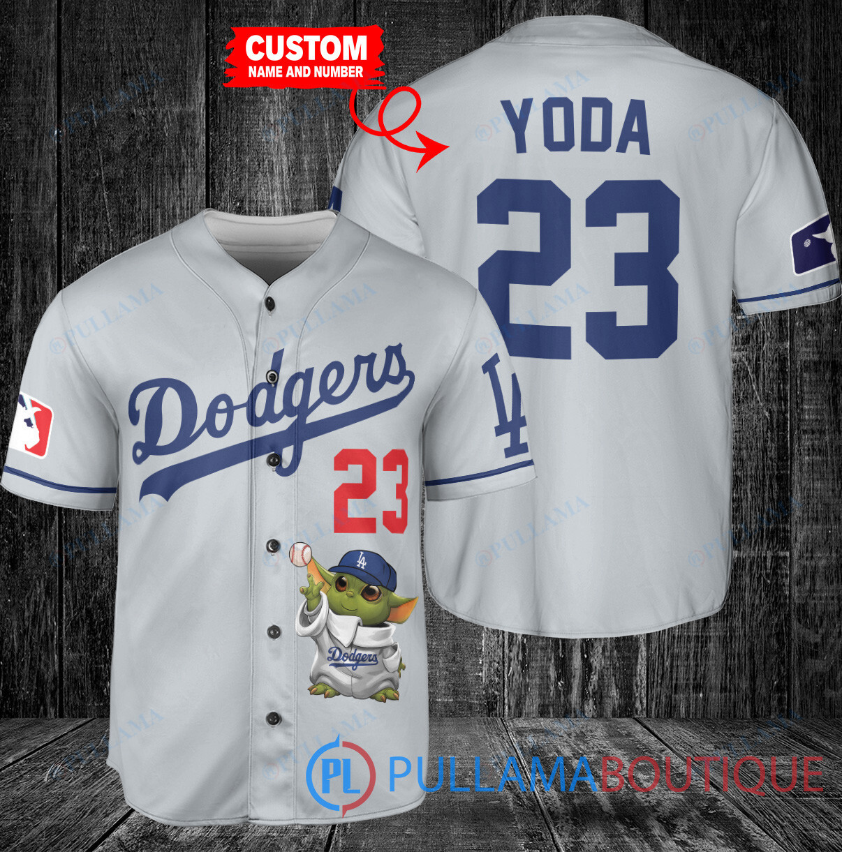 Star Wars Baby Yoda Atlanta Braves Custom Baseball Jersey Gray