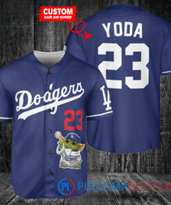 Star Wars Baby Yoda Los Angeles Dodgers Custom Baseball Jersey Navy