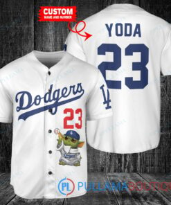 Star Wars Baby Yoda Los Angeles Dodgers Custom Baseball Jersey White