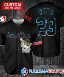 Star Wars Baby Yoda Miami Marlins Custom Baseball Jersey Black