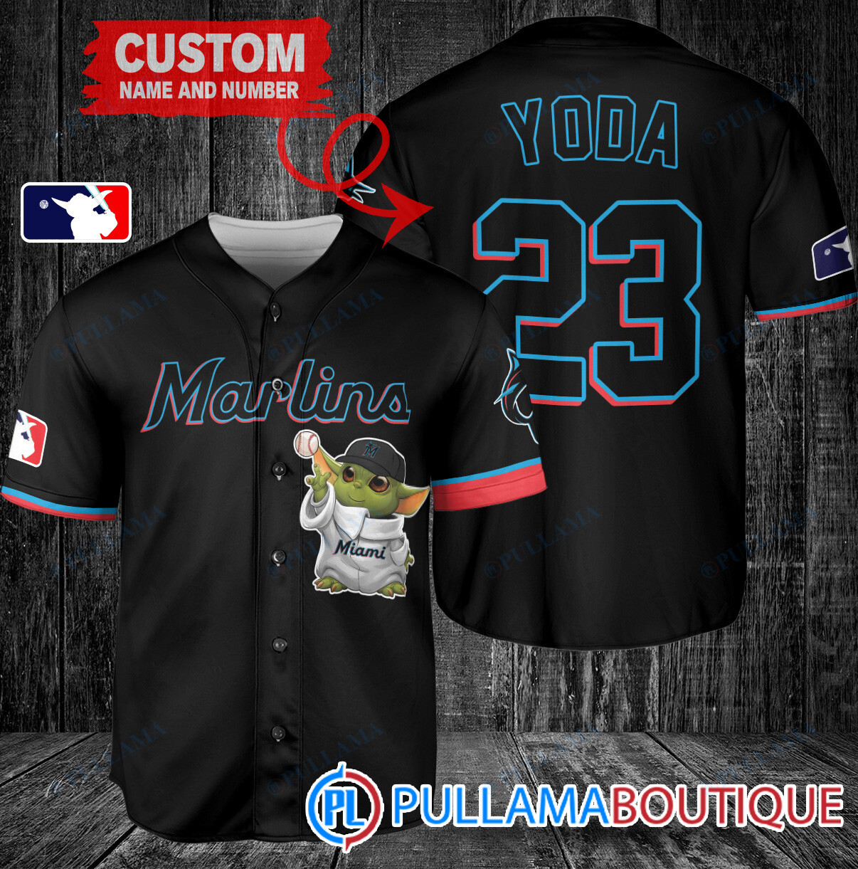 Star Wars Baby Yoda Miami Marlins Custom Baseball Jersey White